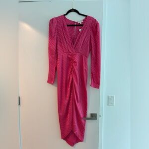 Ronny Kobo Zebra satin hot pink dress